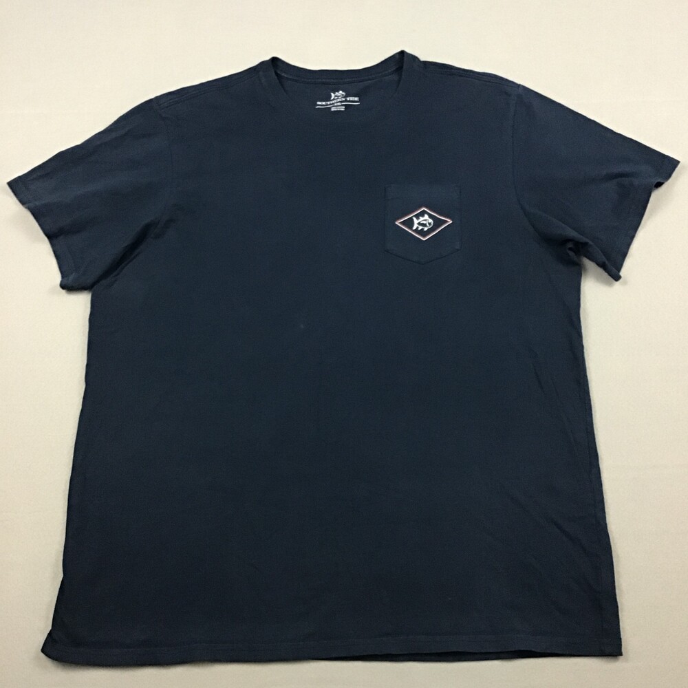 Southern Tide Shirt Men 2XL Blue Rod & Reel Graphic Short Sleeve Crewneck XXL *